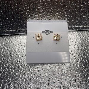 CZ Square Gold Studs